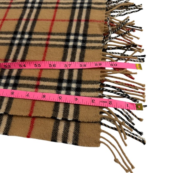 VTG Burberrys of London Scarf Nova Check Tan Lambswool Made in England Unisex - Picture 5 of 5